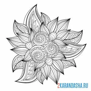 Раскраска цветы арт-терапия