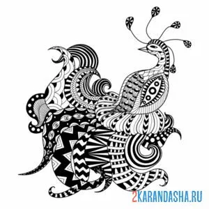 Раскраска птица арт
