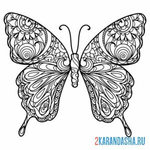 Раскраска бабочка арт-терапия