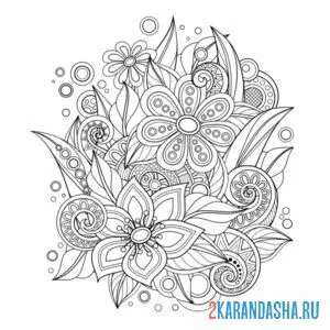 Раскраска цветочная терапия