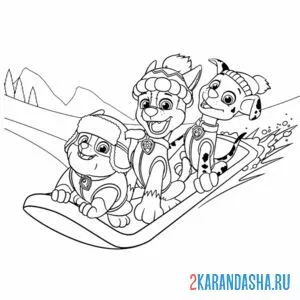 Раскраска щенячий патруль на горке