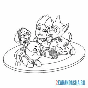 Раскраска команда щенячий патруль вместе