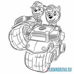 Раскраска гонщик и маршал на мотоцикле
