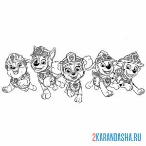 Раскраска целая команда щенячий патруль