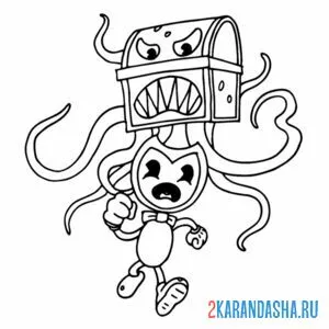 Раскраска бенди убегает
