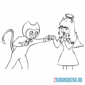 Раскраска бенди и алиса