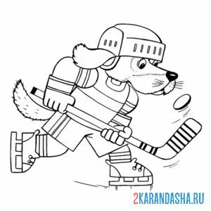 Раскраска хоккей собачка