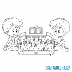Раскраска настольный хоккей