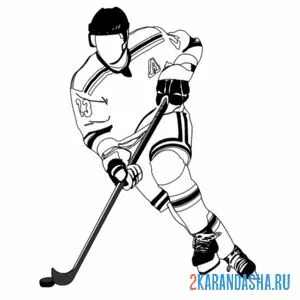 Раскраска настоящий хоккеист