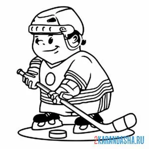 Раскраска хоккеист смешной