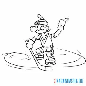 Раскраска хоккеист из мультика