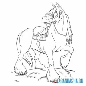 Раскраска конь богатыря