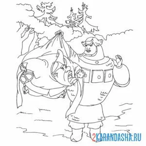 Раскраска богатырь илья муромец