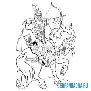 Раскраска богатырь сильный на коне