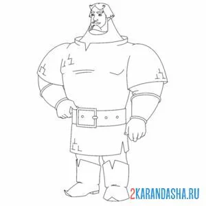 Раскраска богатырь руси илья муромец