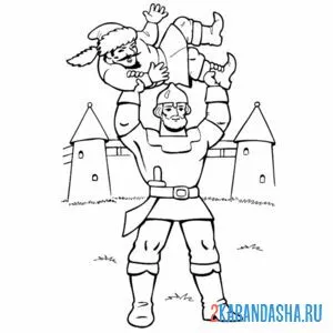 Раскраска богатырь силач
