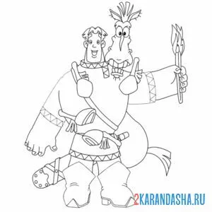 Раскраска алеша попович богатырь