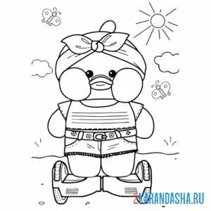 Раскраска уточка лалафанфан на гироскутере