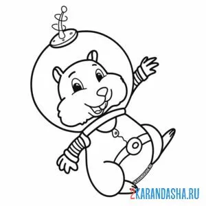 Раскраска космонавт хомяк