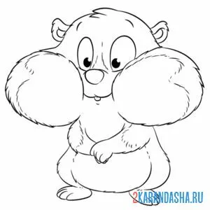 Раскраска хомяк набил щеки