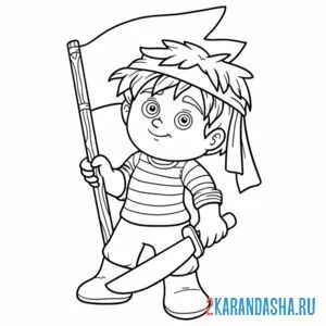 Раскраска маленький пират