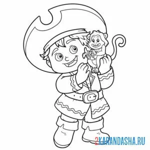 Раскраска пират и обезьянка