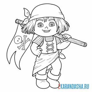 Раскраска пират-девочка