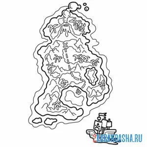 Раскраска карта с золотом