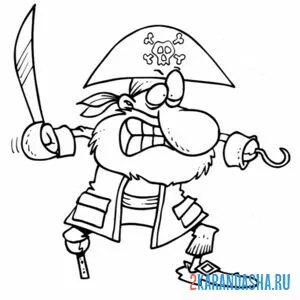 Раскраска пират без ноги