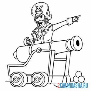 Раскраска пират с пушкой