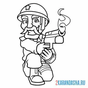 Раскраска мультяшный солдат