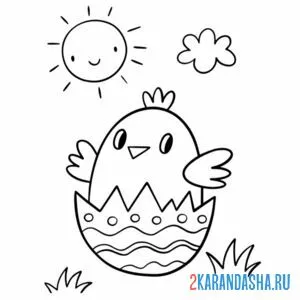 Раскраска птенчик вылупился