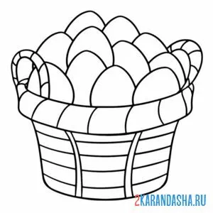 Раскраска корзинка с куриными яйцами