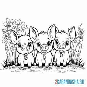Раскраска милые свинки