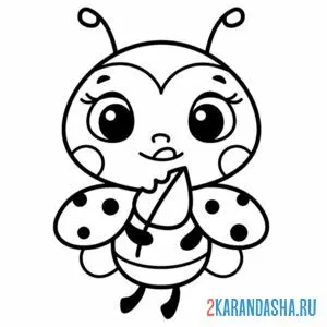 Раскраска божья коровка каваи