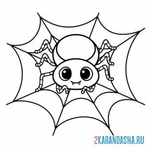Раскраска паук каваи
