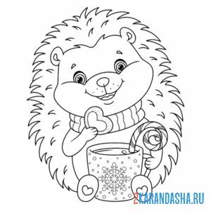Раскраска ежик каваи