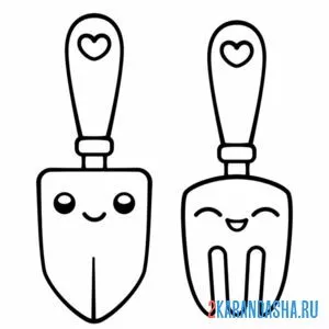 Раскраска инструменты каваи