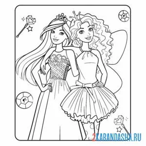 Раскраска барби феи принцессы