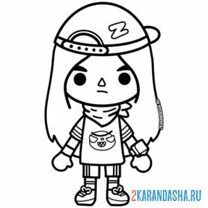 Раскраска тока бока девочка в кепке