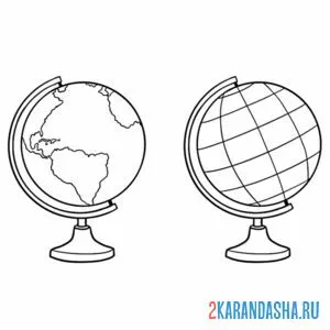 Раскраска два глобуса
