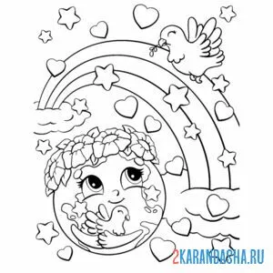 Раскраска земля радуга мир