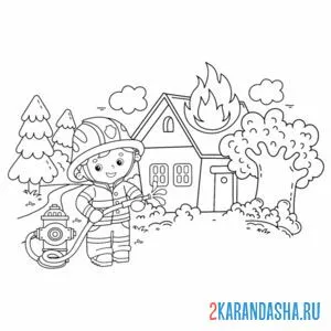 Раскраска огонь бушует в лесу