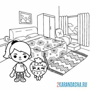 Раскраска спальня мебель тока бока