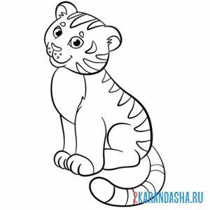 Раскраска тигр игривый
