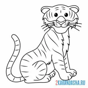 Раскраска тигр улыбается