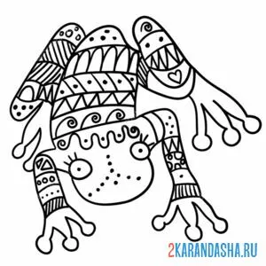Раскраска лягушка-арт антистресс
