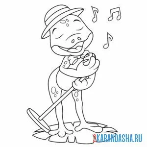 Раскраска лягушка в шляпе