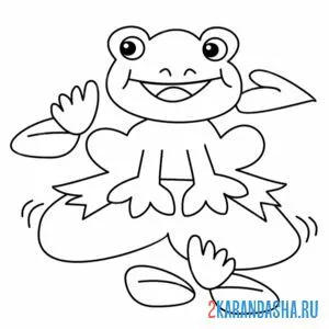 Раскраска лягушка на кувшинке