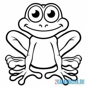 Раскраска лягушка смотрит прямо